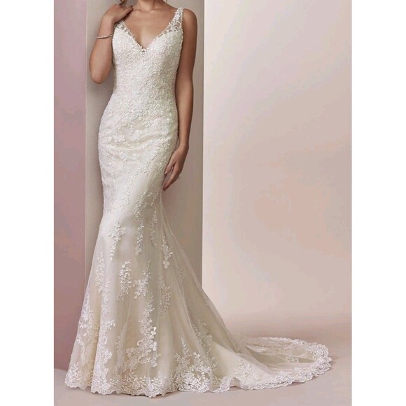 Rebecca Ingram by Maggie Sottero Dresses & Skirts - Maggie Sottero Rebecca Ingram Elora Wedding Dress Ivory Sz 2 Lace Fit Flare Gown